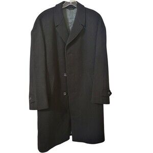 VTG Alexandre London Black Wool Cashmere Three Button Coat Men Sz 44/46 Milium